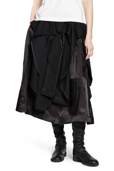 Noir Kei Ninomiya Deconstructed Wool Midi Skirt In Black
