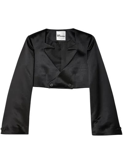 Noir Kei Ninomiya Double-breasted Cropped Blazer In Black