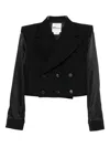 Noir Kei Ninomiya Double-breasted Satin-sleeve Jacket In Black