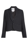 Noir Kei Ninomiya Double Lapel Crop Tropical Wool Blazer In Black