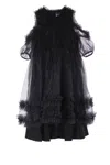 Noir Kei Ninomiya Ruffled Midi Dress In Black