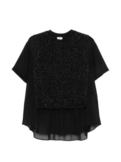 Noir Kei Ninomiya Embellished Layered Blouse In Black
