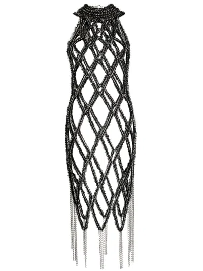 Noir Kei Ninomiya Faux-fur Chain Dress In Black