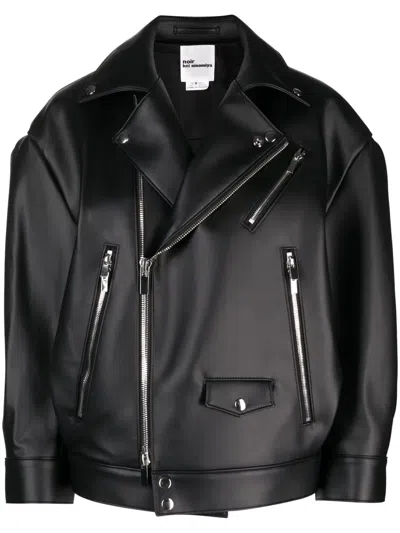 Noir Kei Ninomiya Faux-leather Biker Jacket In Black