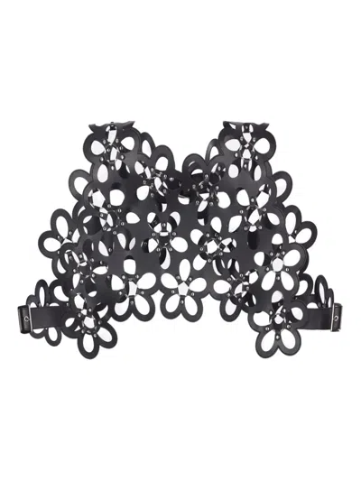 Noir Kei Ninomiya Floral Appliqué Top In Black