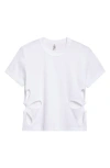 Noir Kei Ninomiya Floral Cutout Cotton Ponte T-shirt In White