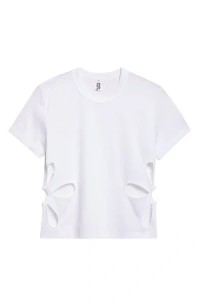Noir Kei Ninomiya Floral Cutout Cotton Ponte T-shirt In White