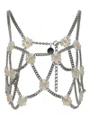 Noir Kei Ninomiya Floral-embellished Chain-link Vest In Silver