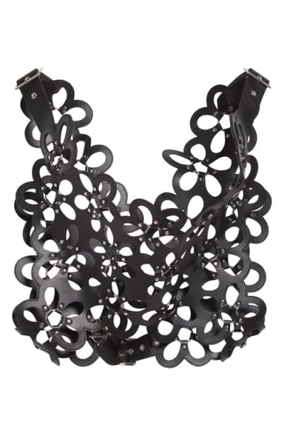 Noir Kei Ninomiya Floral Faux Leather Harness In Black