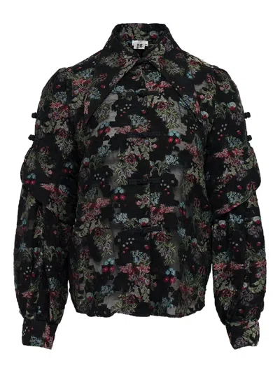 Noir Kei Ninomiya Floral-jacquard Blouse In Black