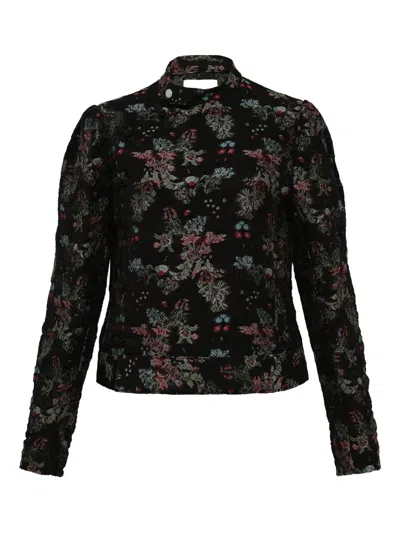 Noir Kei Ninomiya Floral-jacquard Jacket In Black