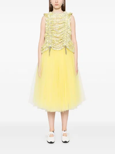 Noir Kei Ninomiya Floral Mesh Vest In Gelb