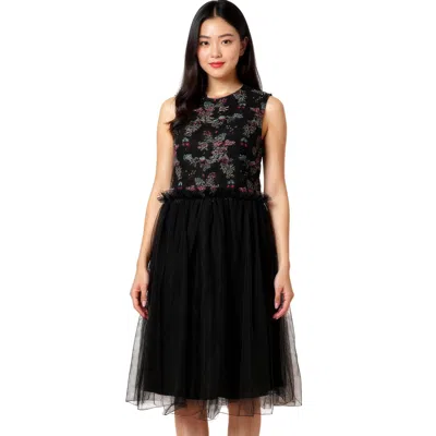 Noir Kei Ninomiya Floral Pattern Cut Jacquard Dress In Black
