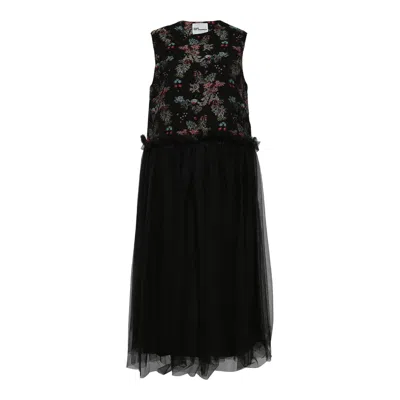 Noir Kei Ninomiya Floral Pattern Cut Jacquard Dress In Black