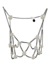 Noir Kei Ninomiya Flower-embellished Chain Top In Silver