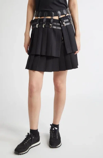 Noir Kei Ninomiya Gabardine Miniskirt With Detachable Belt In Black