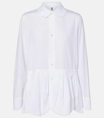 Noir Kei Ninomiya Gathered Cotton Shirt In White