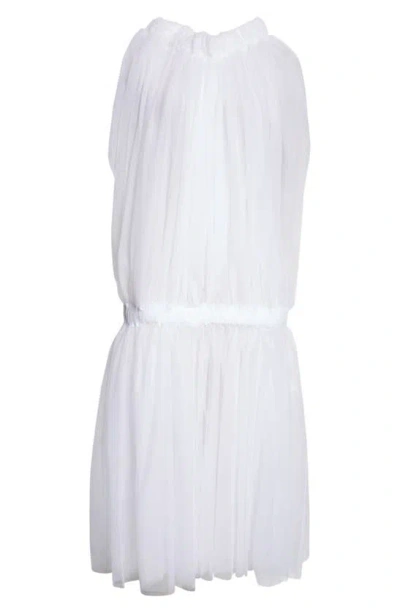 Noir Kei Ninomiya Gathered Drop Waist Sleeveless Tulle Dress In White
