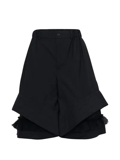 Noir Kei Ninomiya Gathered Layered Shorts In Black