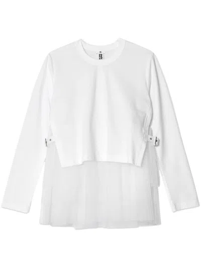 Noir Kei Ninomiya Gathered Tulle Hem Top In White