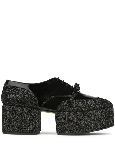 Noir Kei Ninomiya Glitter-embellished Loafers In Black