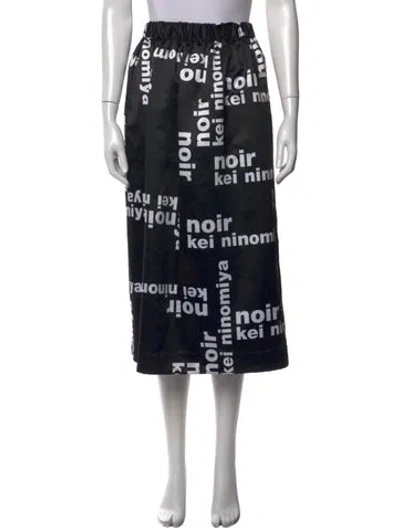 Pre-owned Noir Kei Ninomiya Graphic Print Midi Length Skirt In Black