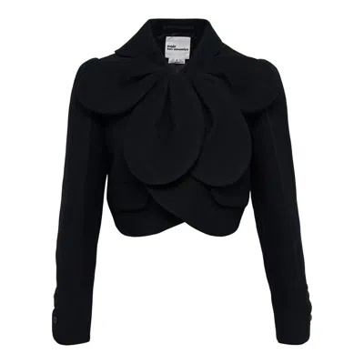 Noir Kei Ninomiya Herringbone Pattern Wool Mille Jacket In Black