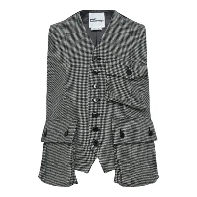 Noir Kei Ninomiya Hounds Tooth Pattern Wool Vest In Black