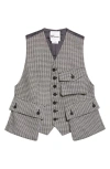 Noir Kei Ninomiya Houndstooth Wool Blend Tweed & Satin Vest In Multi