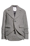 Noir Kei Ninomiya Houndstooth Wool Blend Tweed Blazer In Multi