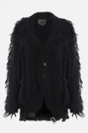 Noir Kei Ninomiya Fringe-detailing Wool-blend Blazer In Black