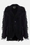 Noir Kei Ninomiya Fringe-detailing Wool-blend Blazer In Black