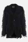 Noir Kei Ninomiya Fringe-detailing Wool-blend Blazer In Black