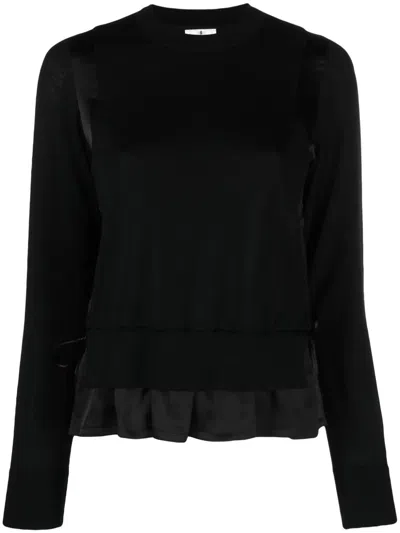 Noir Kei Ninomiya Silk-embellished Wool Cardigan In Black