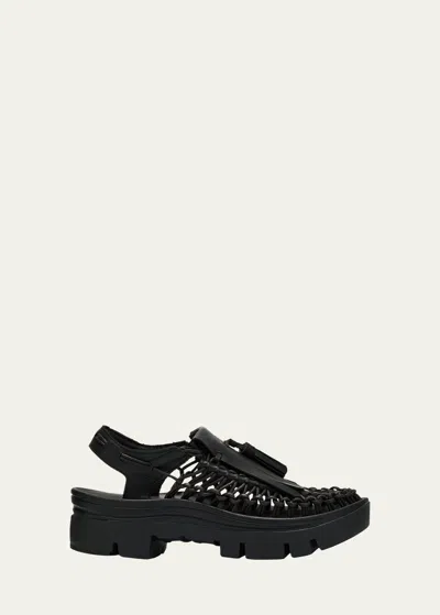 Noir Kei Ninomiya Leather Net Kiltie Tassel Loafers In Gray