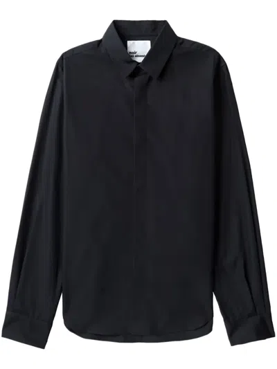 Noir Kei Ninomiya Long-sleeved Cotton Shirt In Black