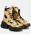Noir Kei Ninomiya Metallic-effect Cutout Lace-up Platform Boots In Gold