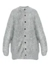 Noir Kei Ninomiya Metallic-thread Knitted Cardigan In Gray