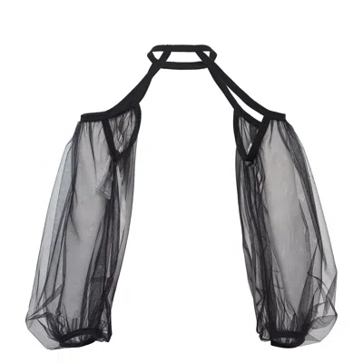 Noir Kei Ninomiya Nylon Tulle Cotton Ponte Glove In Black