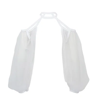 Noir Kei Ninomiya Nylon Tulle Cotton Ponte Glove In White