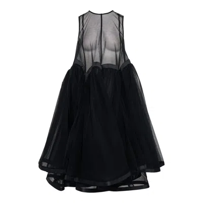 Noir Kei Ninomiya Nylon Tulle Dress In Black
