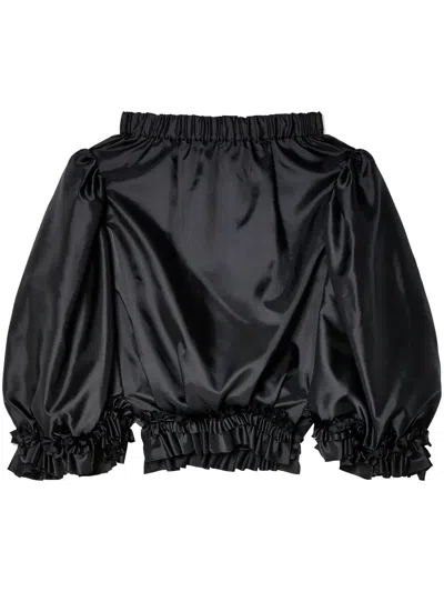 Noir Kei Ninomiya Off-shoulder Satin Blouse In Black
