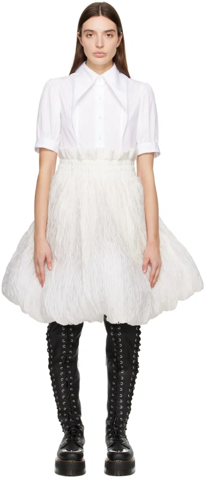 Noir Kei Ninomiya Off-white Bubble Hem Midi Skirt In 2 White