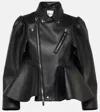 NOIR KEI NINOMIYA PEPLUM FAUX LEATHER BIKER JACKET