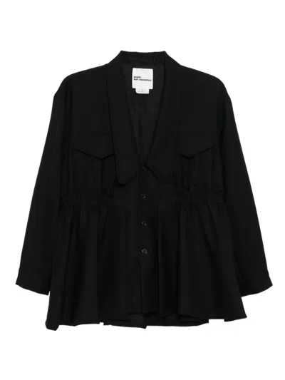Noir Kei Ninomiya Peplum Wool Jacket In Black