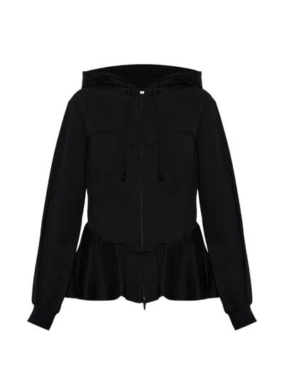 Noir Kei Ninomiya Peplum-hem Zip-up Hoodie In Black