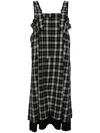 Noir Kei Ninomiya Suspender Strap Check Wool Gabardine Midi Dress In Black
