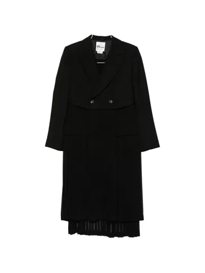 Noir Kei Ninomiya Pleated Blazer-style Double-breasted Coat In Pink