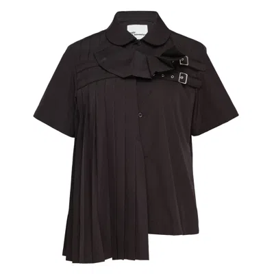 Noir Kei Ninomiya Polyester Typewriter Blouse In Brown