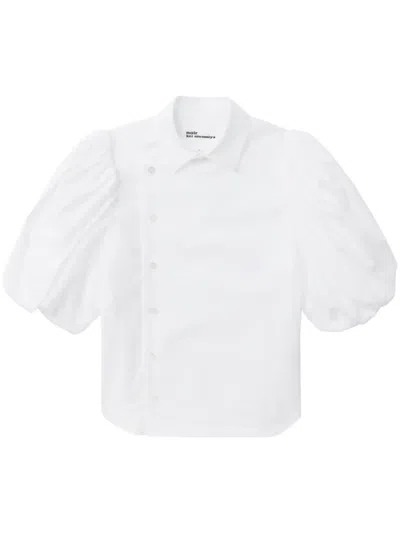 Noir Kei Ninomiya Off-centre-fastening Cotton Shirt In White